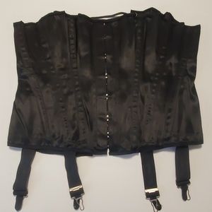 Handmade steel-boned corset with attached garters
